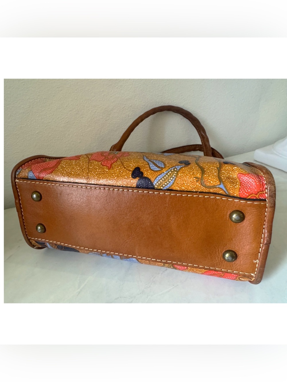 Patricia Nash Floral Satchel Handbag Brown
Trim Top Handle - Picture 6 of 14